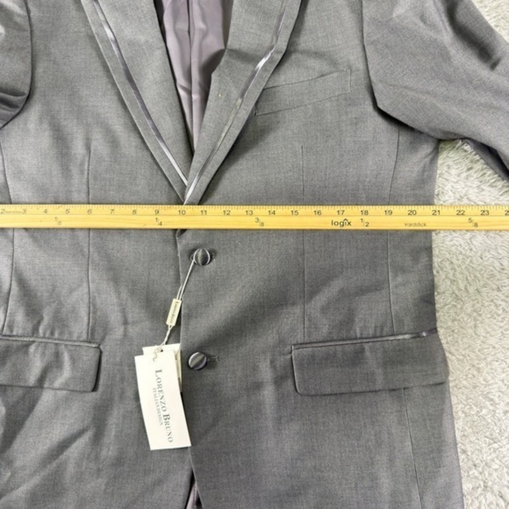 Lorenzo Bruno Mens Grey Tuxedo Suit 2pc Peak Lapel YM62N 42L 36W New - Picture 8 of 16
